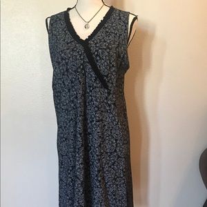 Black white paisley cotton midi dress